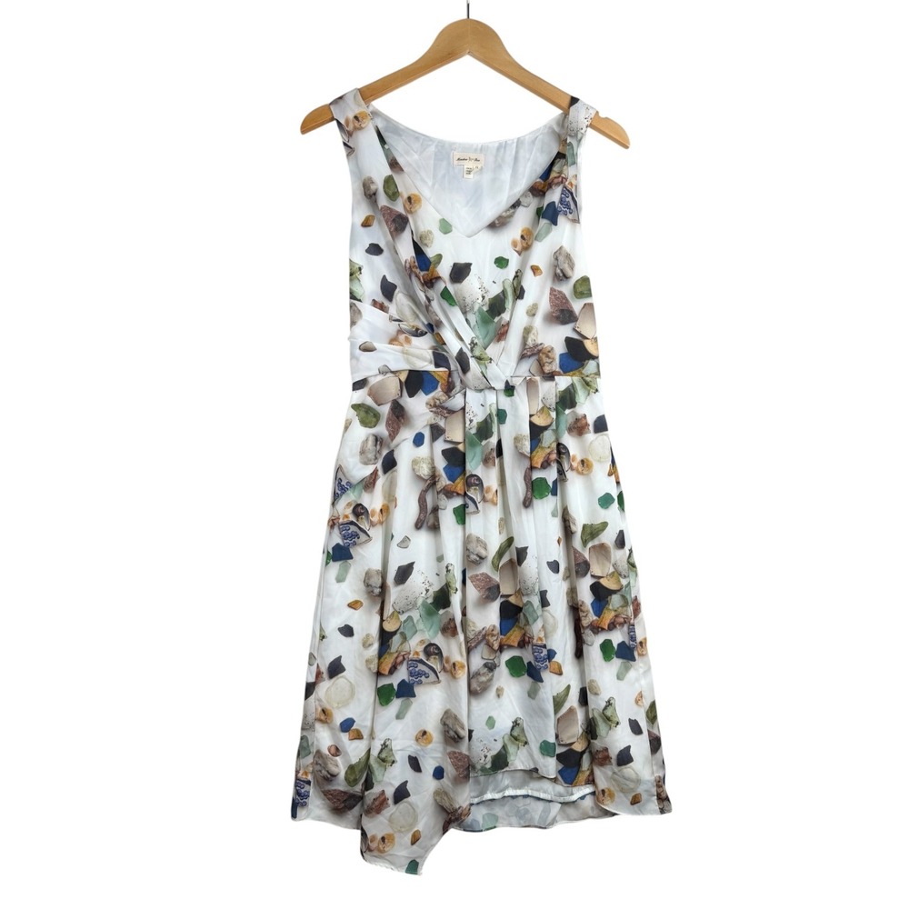 Anthropologie Meadow Rue‎ Sea Drifter Dress Cream Print Shells Driftwood Size 2